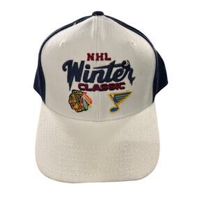 NHL Winter Classic Hat Cap Blackhawks Blues Reebok Hockey 2017 White Navy